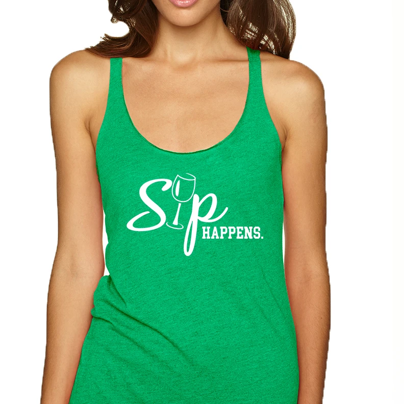 Women's Tank Top Sip Happens Wine Lovers Shirt Drink |