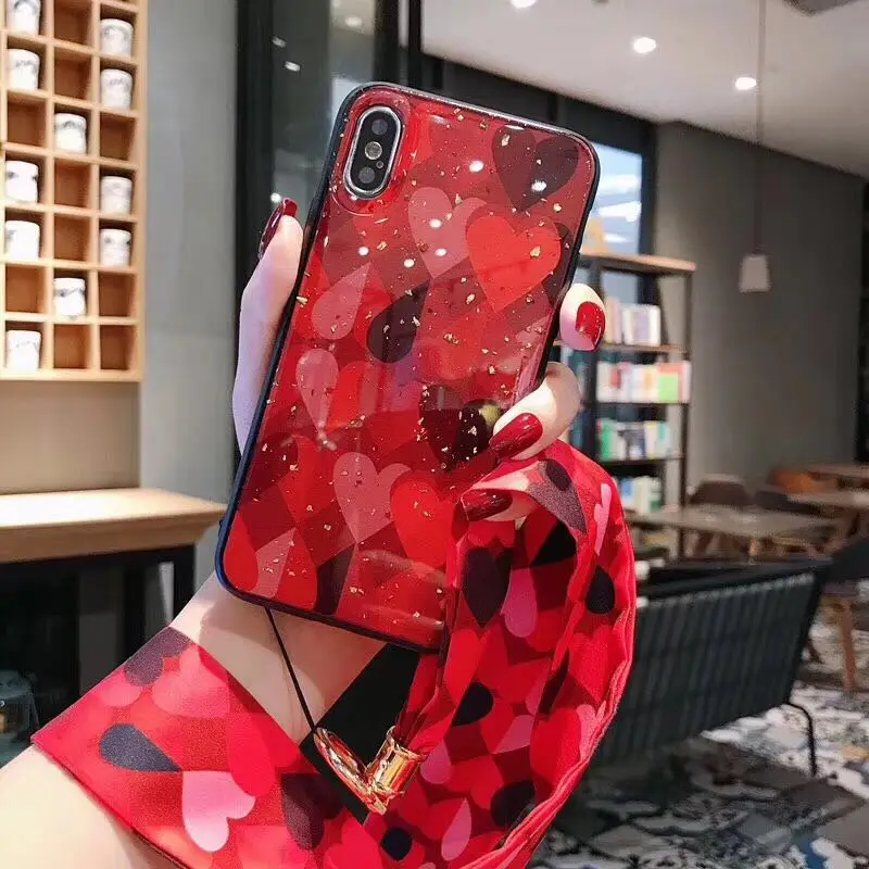 Ins стильные сердца карамельный для iPhone11 Xsmax ремень из золотой фольги ремешок