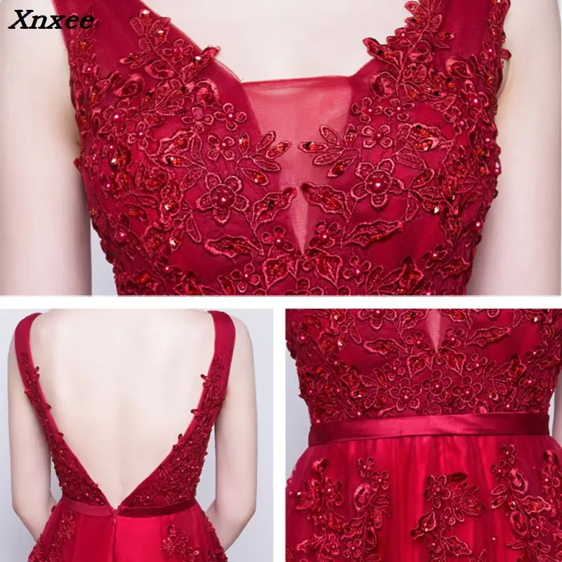 

New arrival elegant temperament sexy v-neck long party dress with zipper vestido lace A-line dress vestito plus size Xnxee