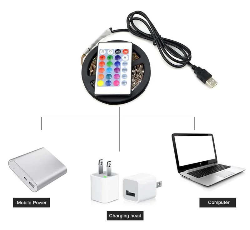 Гибкая светодиодная лента 2835SMD с USB 50 см 1 м 2 300 4 5 водонепроницаемый светодиодный