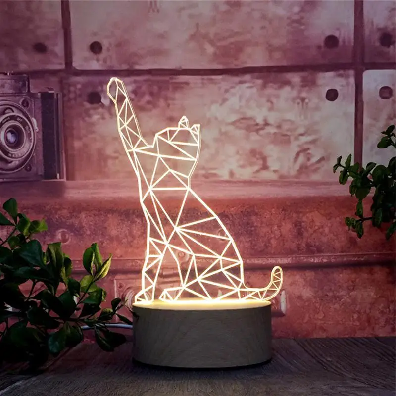 3D кошка светодио дный светодиодный ночник usb зарядка лампа детские ночные лампы с