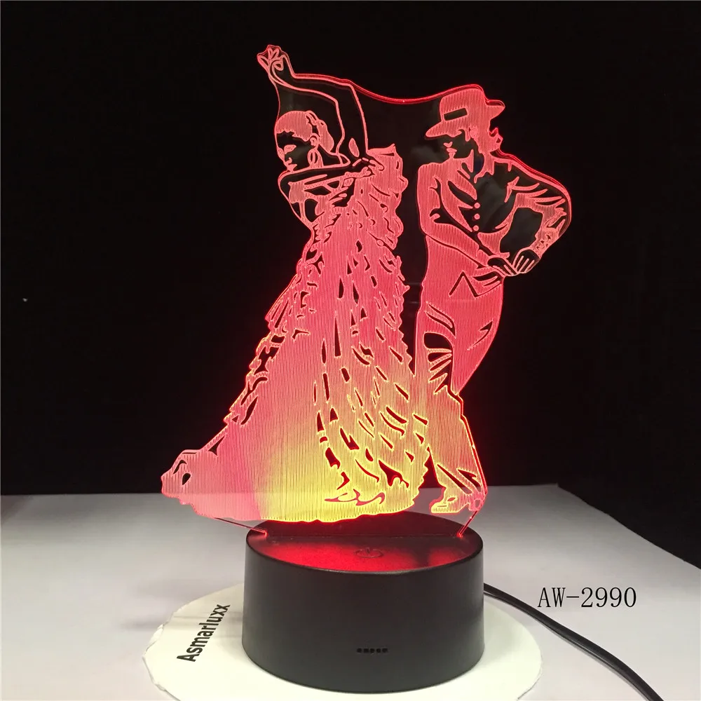 Настольная лампа фламинго для танцевальной юбки 3D светодиодный светильник