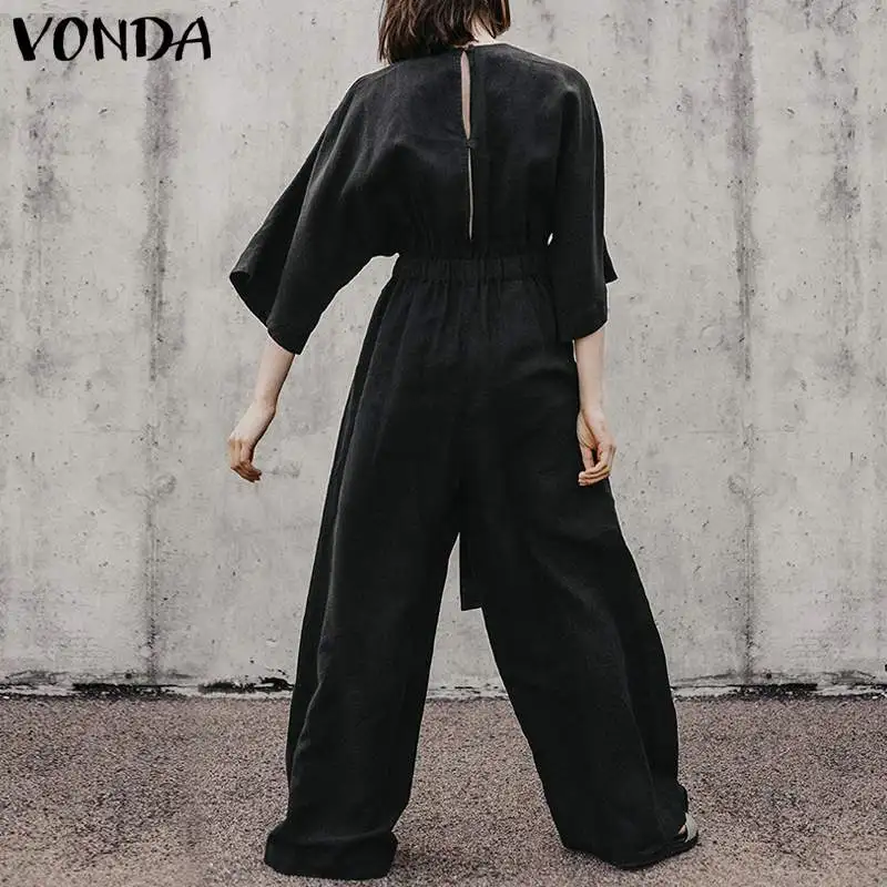 VONDA женские комбинезоны комбинезон повседневные широкие брюки 2019 Осенние