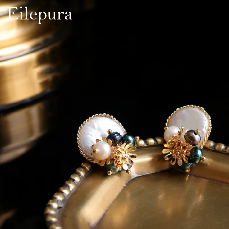 Eilepura Natural Fresh Water Baroque Pearl Handmade Stud Earring For Women Earrings Luxury Jewelry Pendientes Mujer E-A030 | Украшения и