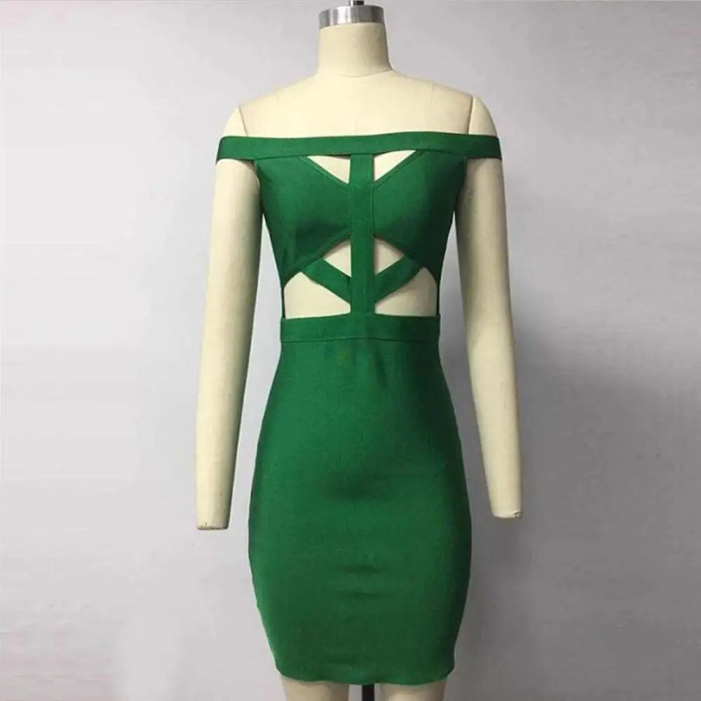 KAOUYOU женское облегающее платье с открытыми плечами мини Бандажное вырезами