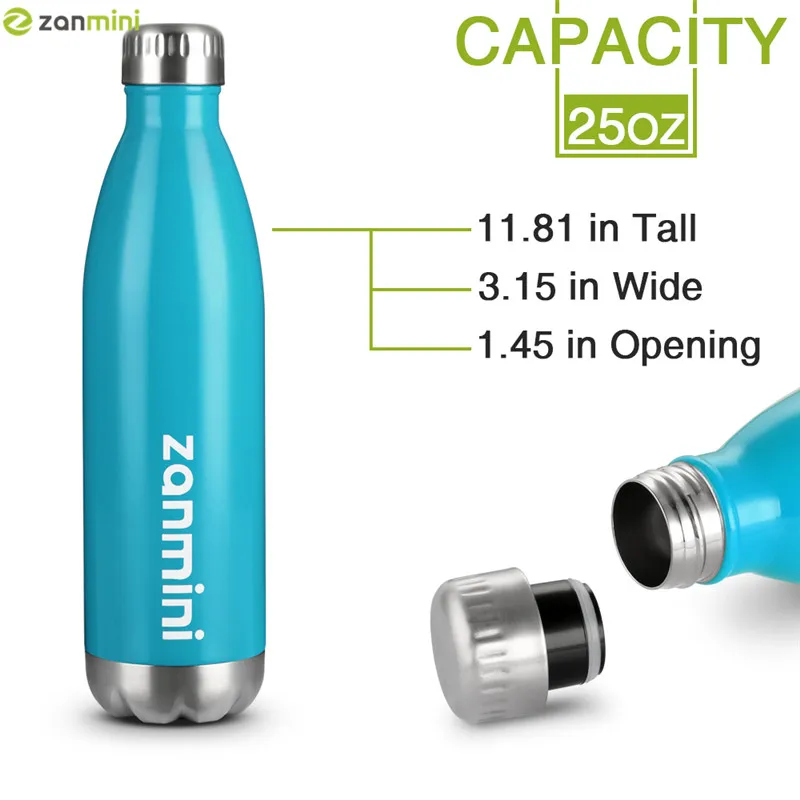 Zanmini 500 мл/750 мл Термос Открытый Спорт изоляции Нержавеющая сталь двойными