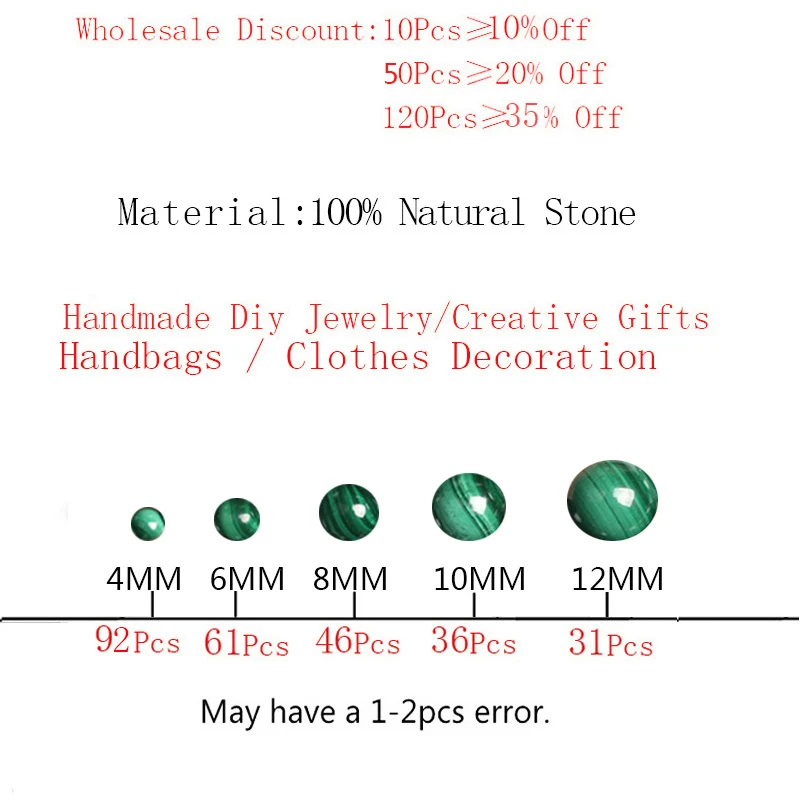 100% natural semi precious beads Green Malachite Stone Gem Round Losse Beads Diy For Jewelry Making 4 6 8 10 12mm Wholesale | Украшения и