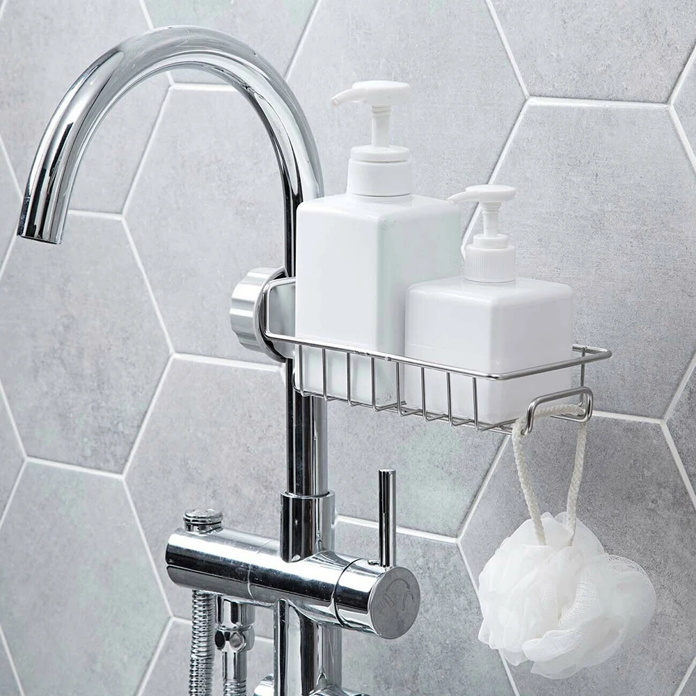 Stainless Steel Sink Hanging Storage Rack Holder Faucet Clip Bathroom Kitchen Drain Dry Towel Organizer | Дом и сад