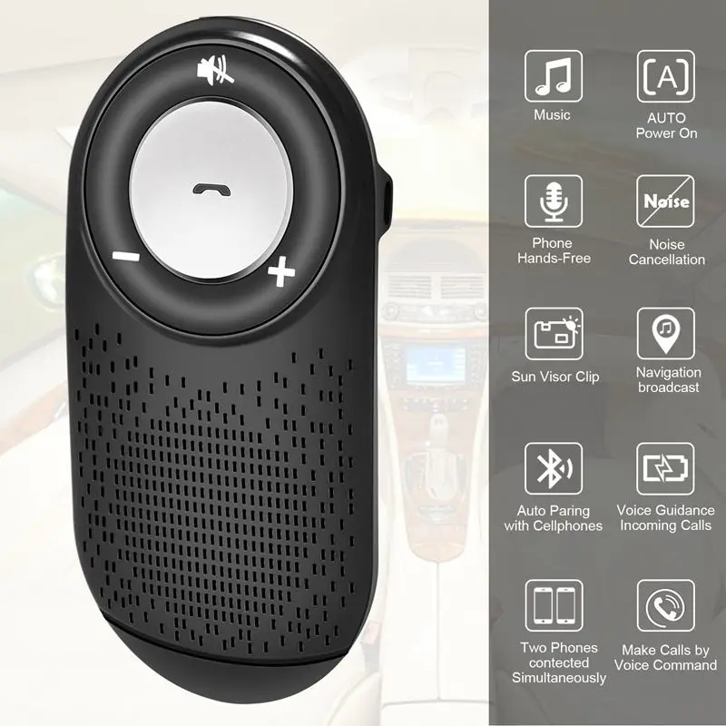 Автомобильный Bluetooth комплект громкой связи для телефонов аудио приемник звонки