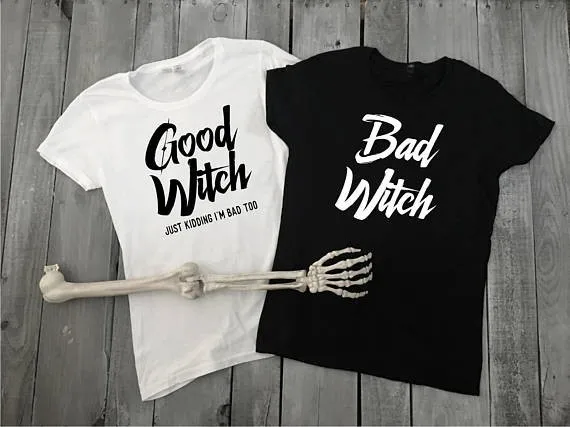 Женские вечерние футболки с ведьмами Good Witch Bad хлопковая футболка надписью Best Friend