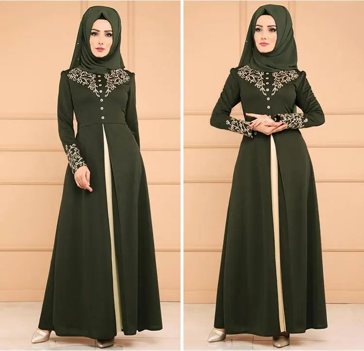 Женское платье Кафтан Abaya в Дубае мусульманские цветы горячая штамповка женская