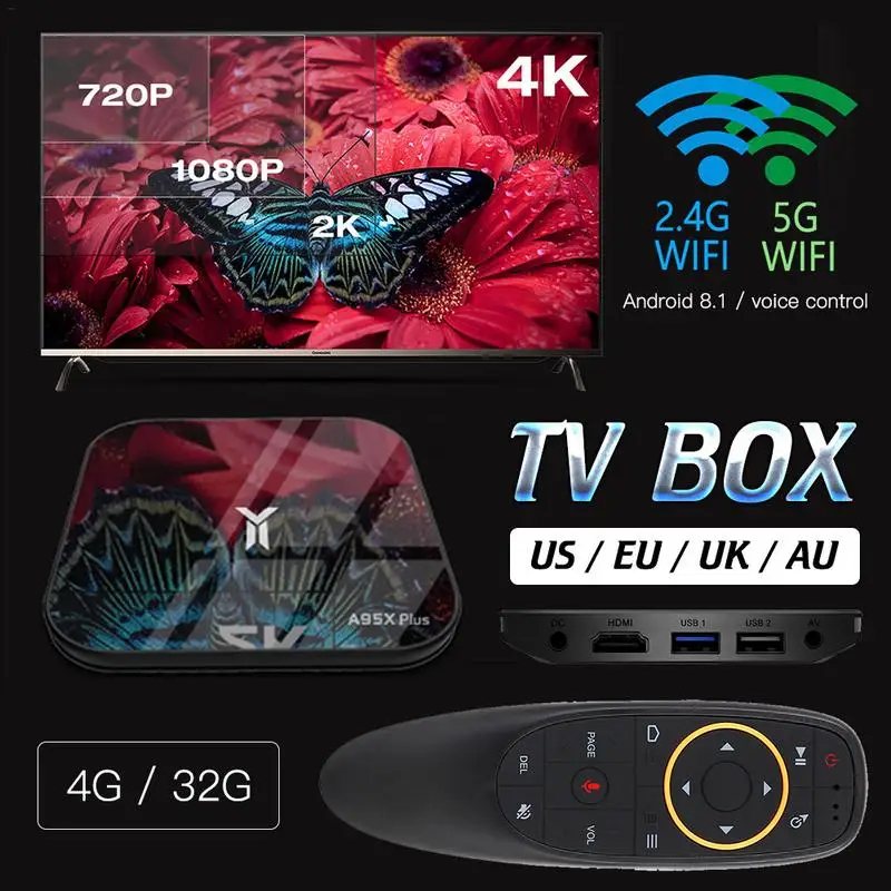 A95X PLUS tv Box 4G/32G S905Y2 Android 8 1 Гбит/с сетевой плеер с Bluetooth Голосовое