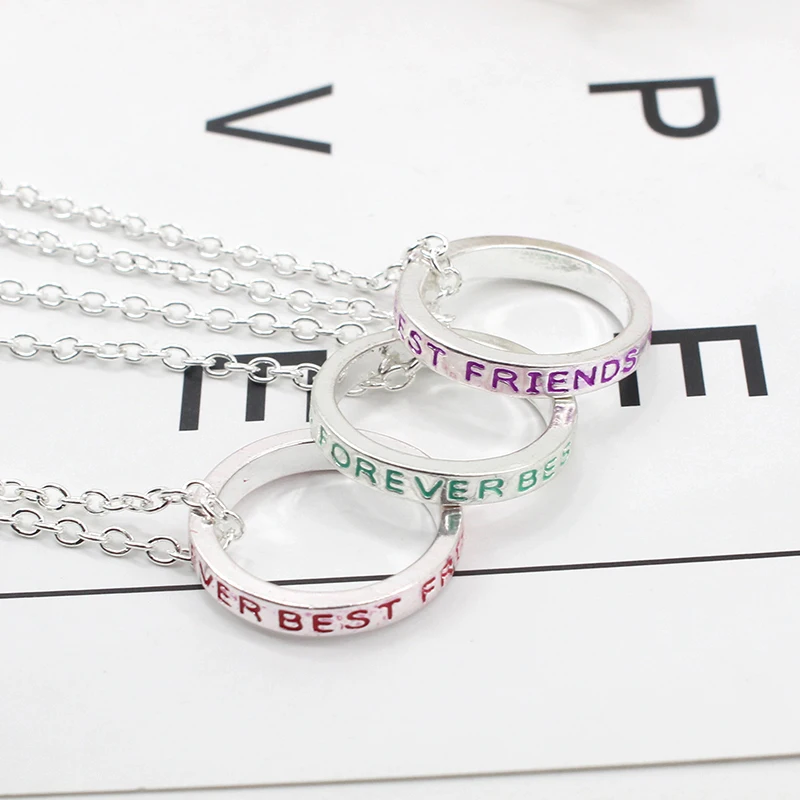 3 шт. ожерелье Best Friends Forever женское с красочными кругами подвески дружбы BFF