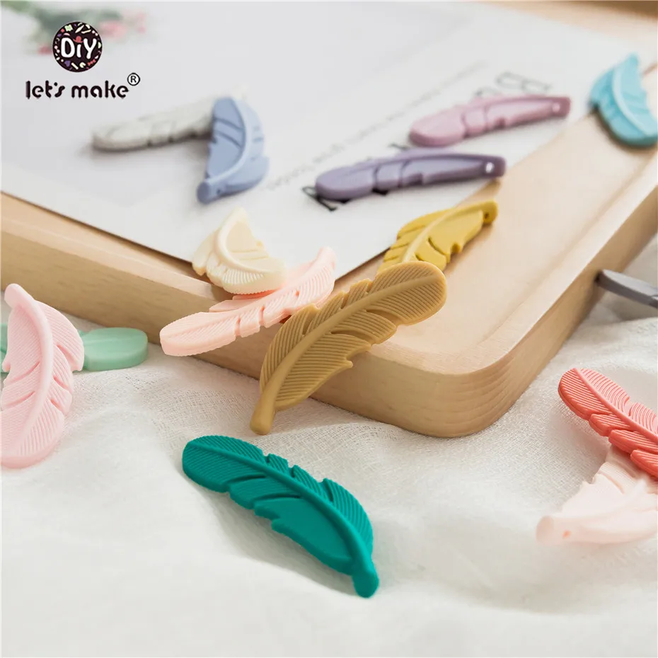 Let's Make Baby Teether 5pc Feather Perle Silicone Beads BPA Free Tething Toys Product Nursing Accessories | Мать и ребенок