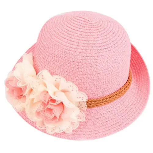 Hot New Arrivals Girl Flap Straw Candy Color Beach Wide Summer Princess Floral Sunhat Soft Sweet Holiday Hats | Детская одежда и