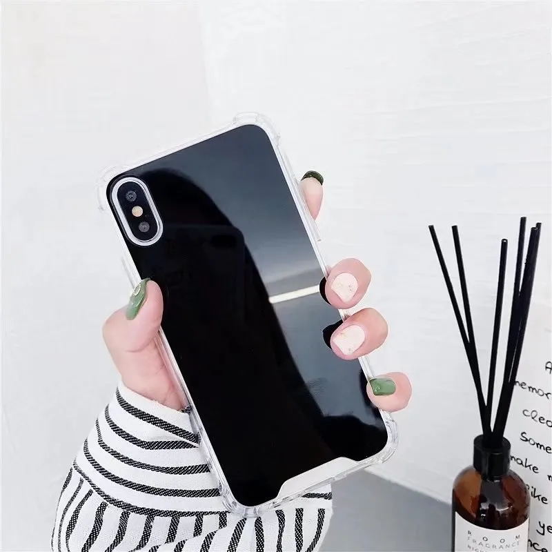 Ударопрочный зеркальный чехол для телефона iphone 11 Pro MAX XR X 7 8 plus защитный мягкий из