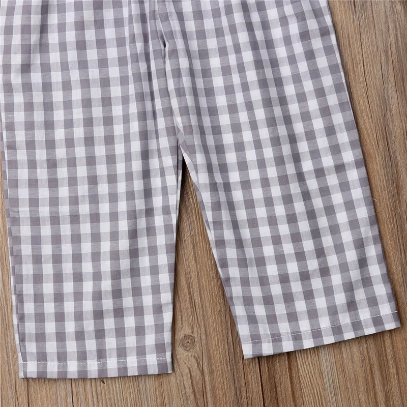 

Summer Infant Newborn Baby Girl Ruffle Sleeve Plaid Jumpsuit Romper Sunsuit Clothes Outfit