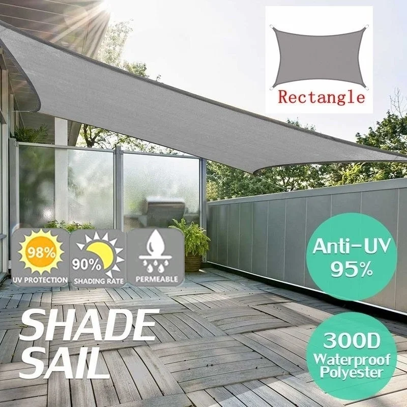 Grey 300D 160GSM Waterproof Polyester Oxford Fabric Shade Sail Rectangle|Теневые навесы и сетки| |