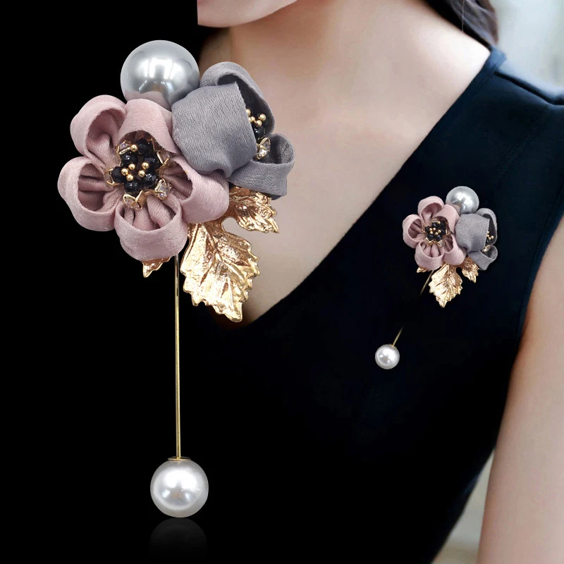 New Arrival Brooch Flower Women Ladies Shawl Unique Party Jewelry Accessories Cardigan Cloth Art Pearl Fabric 1PC Shirt | Украшения и