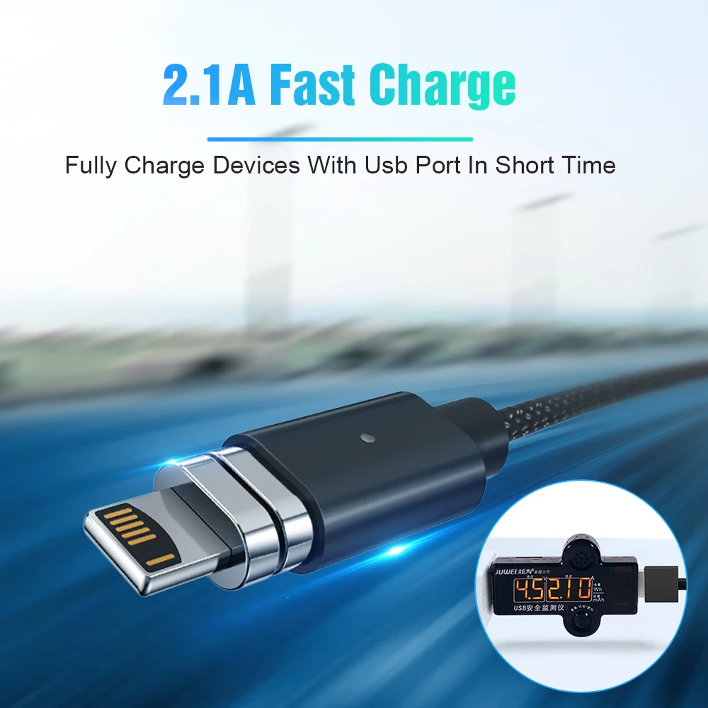 Магнитный кабель Micro usb type C для iPhone со светодиодной подсветкой быстрое зарядное