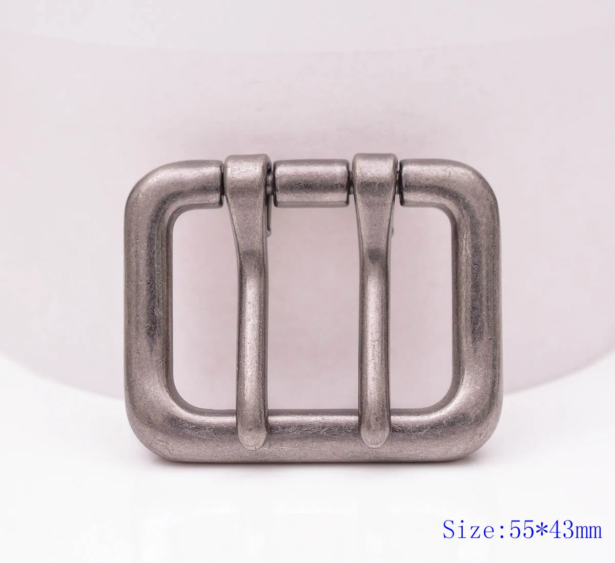 Металлическая пряжка для ремня с двойным язычком 55*43 мм Me Silver подходит ремней 40 -