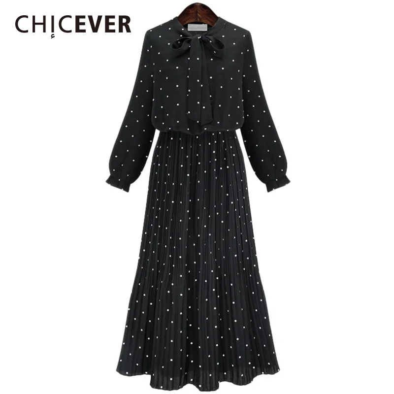 Женское плиссированное платье CHICEVER черное Повседневное большого размера с