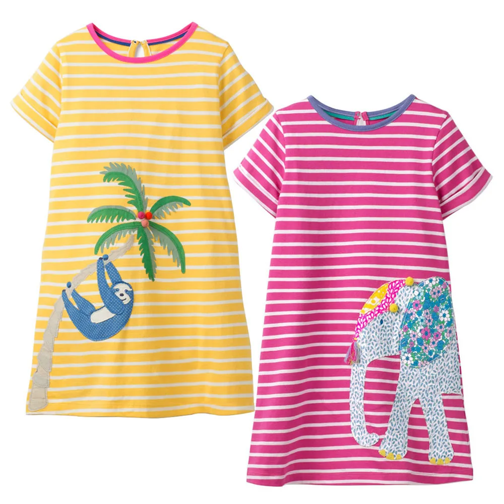 2 PACK Girl Dresses Giraffe Appliques Striped Summer Princess Dress Brand Baby Girls Clothes Sleeveless Tunic | Детская одежда и