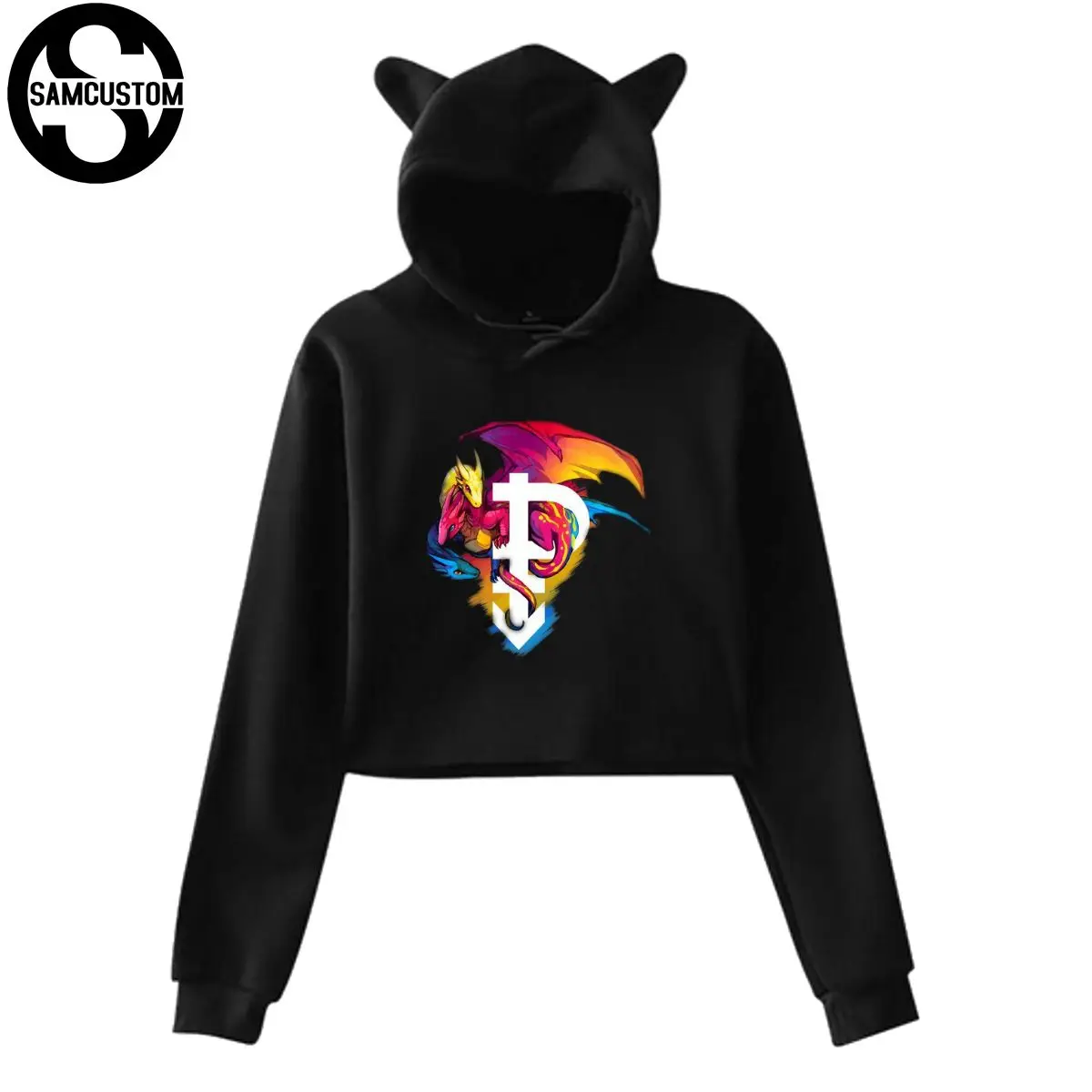 SAMCUSTOM Pansexual Pride Dragon 3D Женская толстовка с длинными рукавами и кошачьими ушками