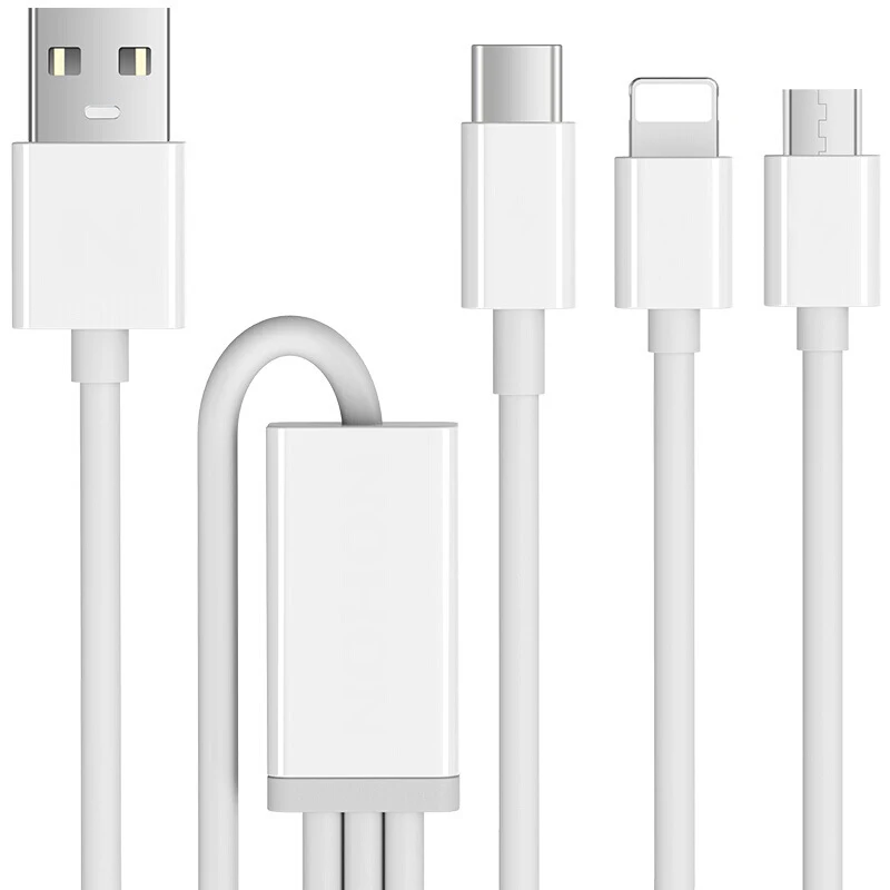 Переходной USB кабель для iPhone XS Max XR X 8 7 6 быстрая зарядка Зарядное устройство 3 в 1