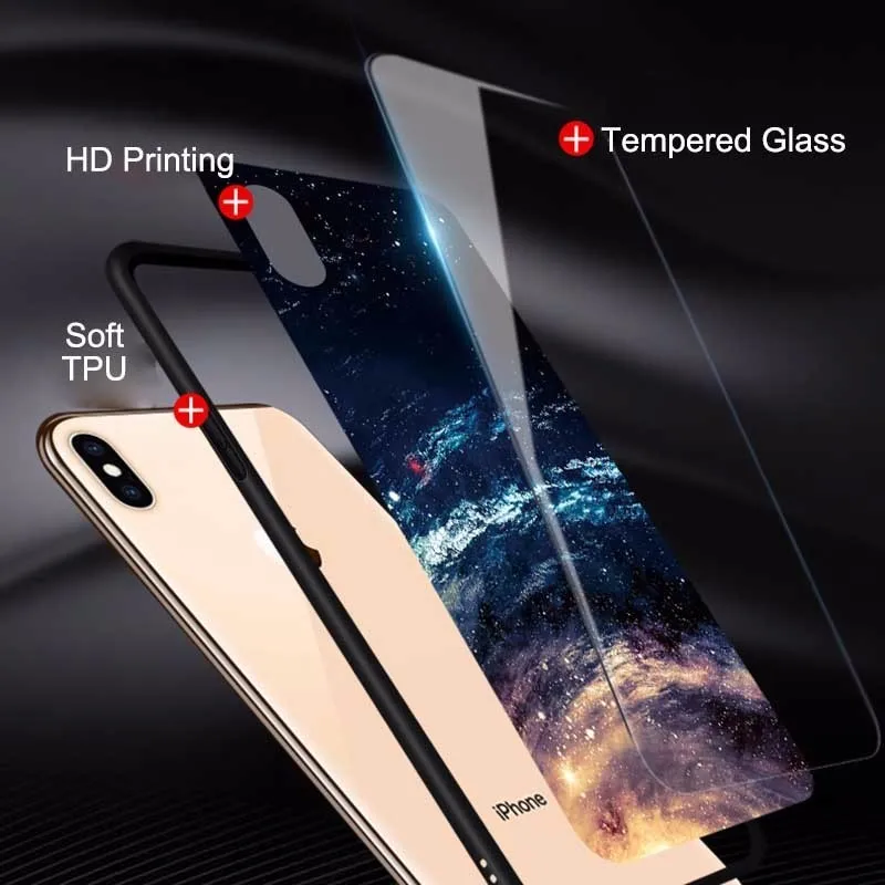 Роскошный чехол для телефона Iphone XS мраморный Космос оболочка блеск звезда 7 8 X Xr Xs