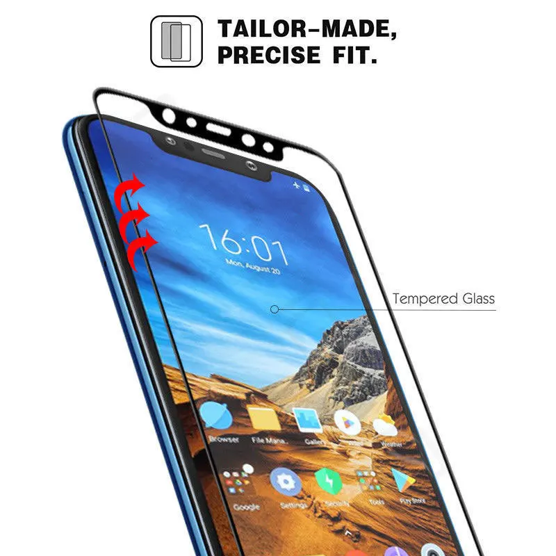 Полное покрытие из закаленного стекла для Xiaomi Redmi 5 Plus 6A Pro Note 8Lite 8SE Pocophone F1 5X 6X