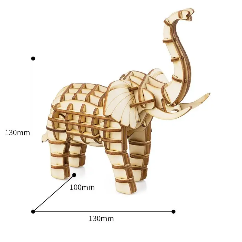 Robotime Home Decor Figurine DIY Wooden Miniature Elephant Vintage Model Car Decoration Accessories Toy Gift For Children TG20 | Игрушки и