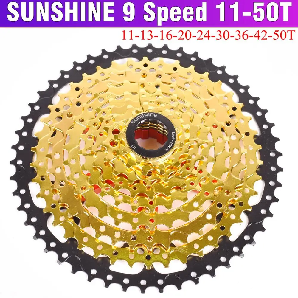 SUNSHINE SZ 9 скоростная кассета 11 50T 42T Золотой горный велосипед WideRatio MTB S Freewheel