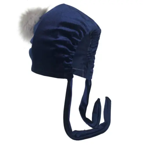 Шапка-бини зимняя с меховым помпоном | Детская одежда и обувь