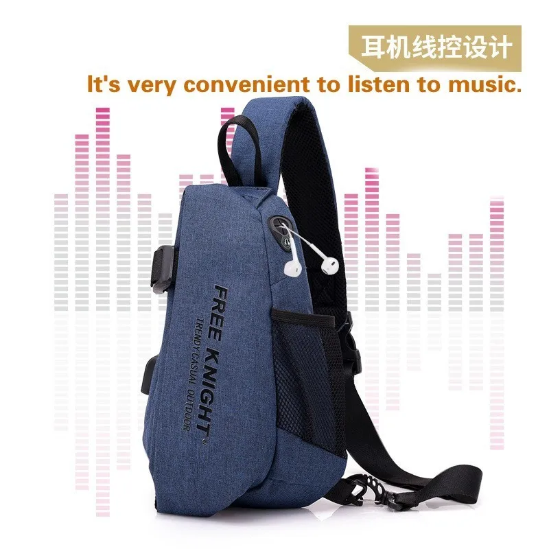 Waterproof and anti-theft backpack with USB charging port for outdoor leisure chest | Спорт и развлечения