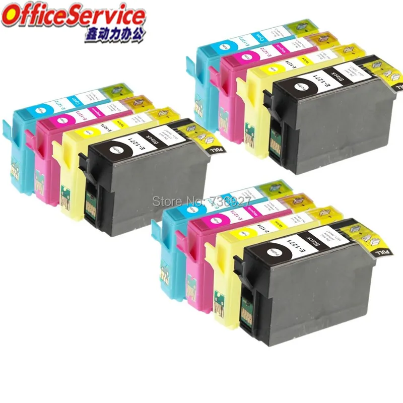 12X совместимый чернильный картридж T1271 to T1274 для Epson Stylus NX530 NX625 Workforce