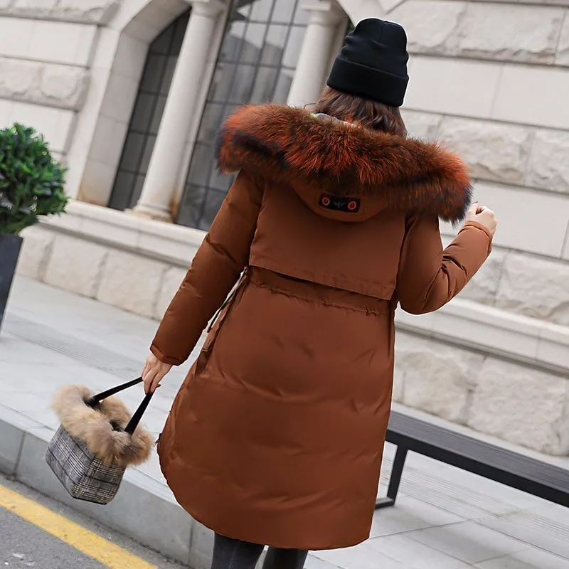 Women Winter Coat Hooded Down Jacket 2018 Raccoon Fur Collar Thicken Both Sides Wear Cotton Parkas Plus Size 3XL Outerwear ls054