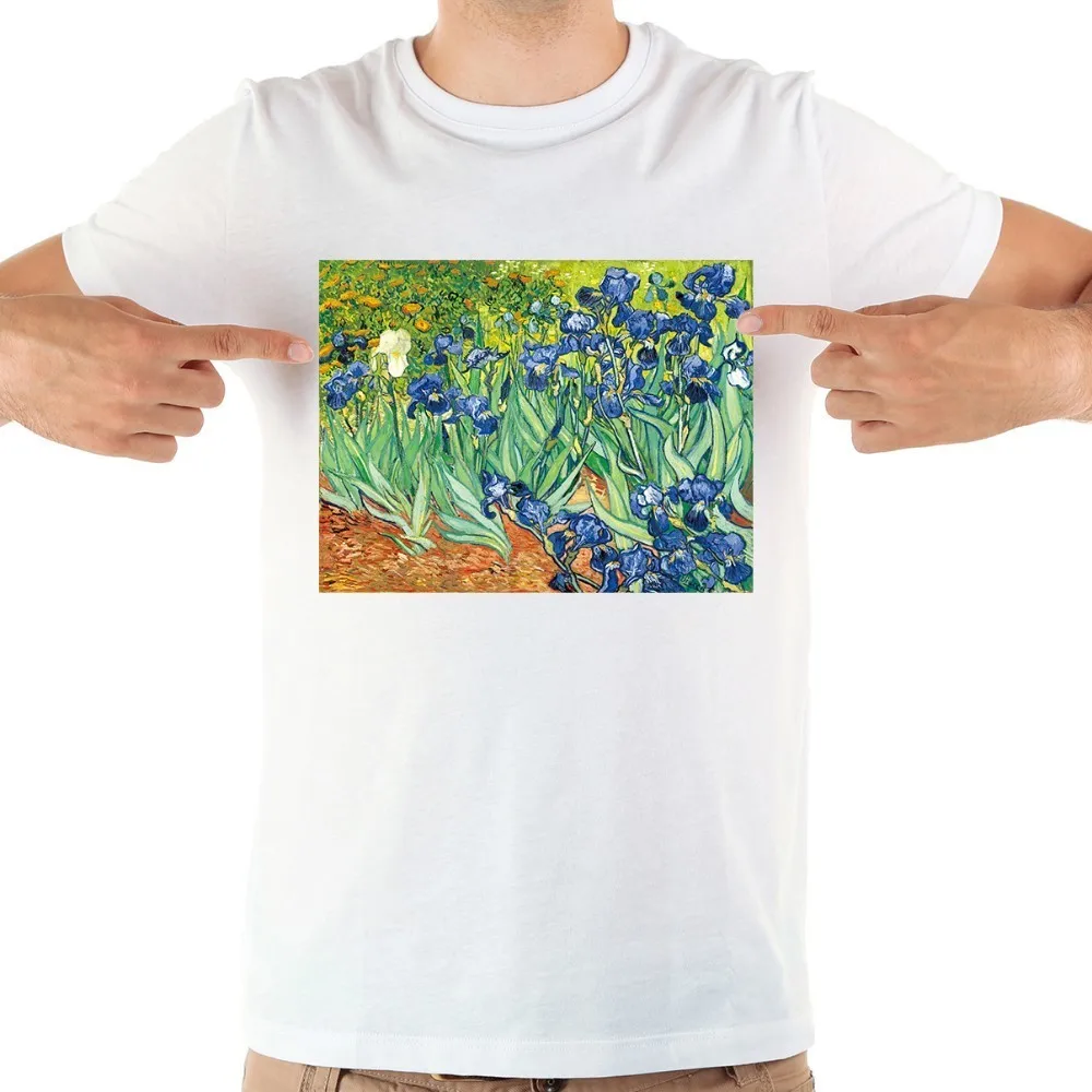 Vincent van Gogh Irises футболка для художника homme JOLLYPEACH брендовая новая белая Повседневная