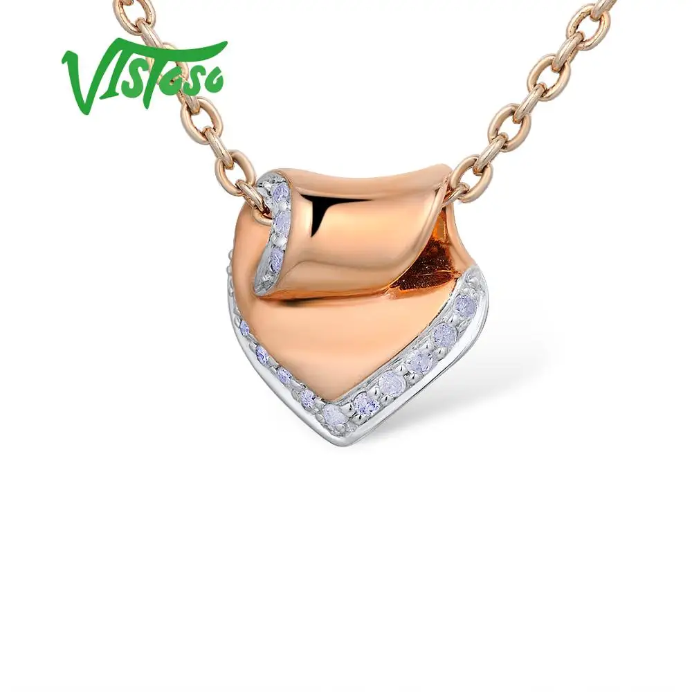 Золотые подвески visoso для женщин подлинные 14K 585 розовое золото сверкающие