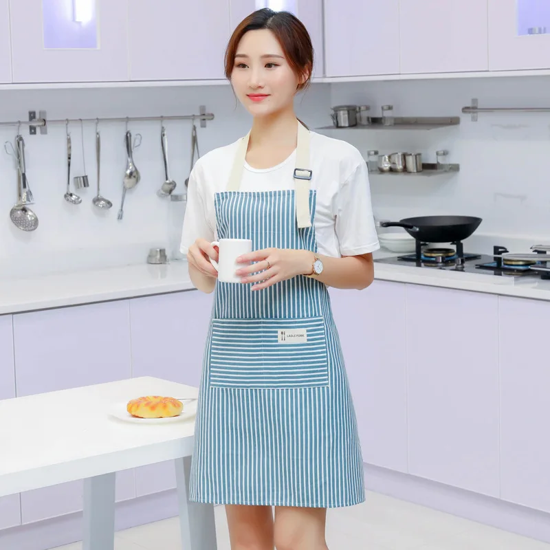 Kitchen Aprons FOR Women Cleaning Apron Lady Dress Restaurant Home Pocket Cooking Cotton Bib Dining Room Barbecue | Дом и сад