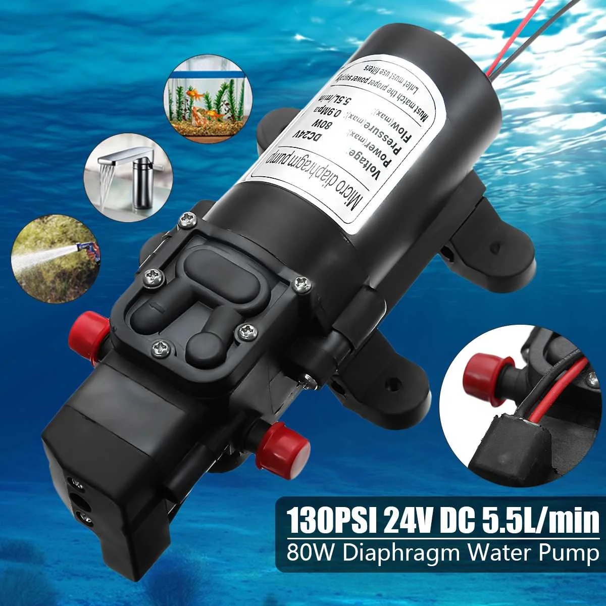 130PSI DC 24 В микро мембранный насос высокого давления Водяной насос автоматический переключатель для сада СПРИНКЛЕР душ водопроводный кран