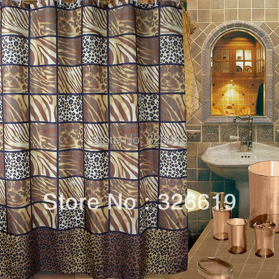 

polyester Classic fashion shower curtain personality leopard print waterproof coating terylene cloth shower curtain