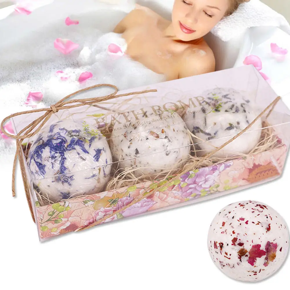 

3pc/set Bath Salt Ball Deep Sea Salt Rose Essential Oil Body Skin Whiten Relax Stress Relief Natural Bubble Shower Bombs