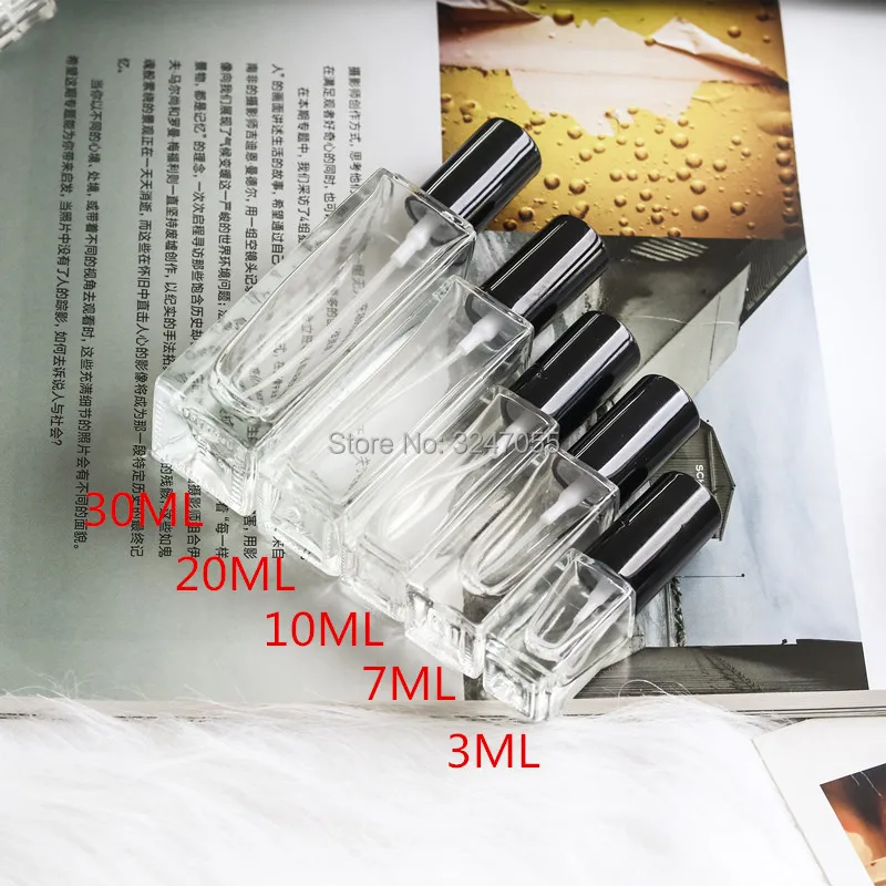 Прозрачный квадратный флакон с распылителем 3ml4ml7ml10ml20ml30ml стеклянный для парфюма