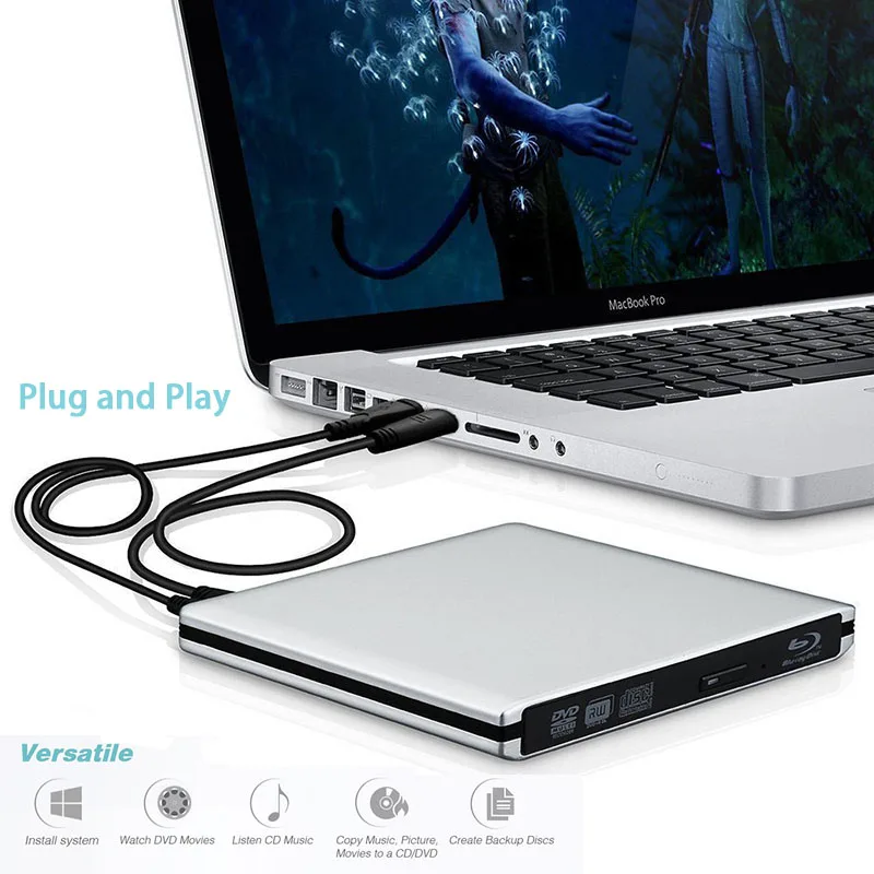 Blu ray USB 3 0 Внешний Оптический привод комбо BD-ROM 3D плеер CD/DVD-RW горелка ультра тонкий