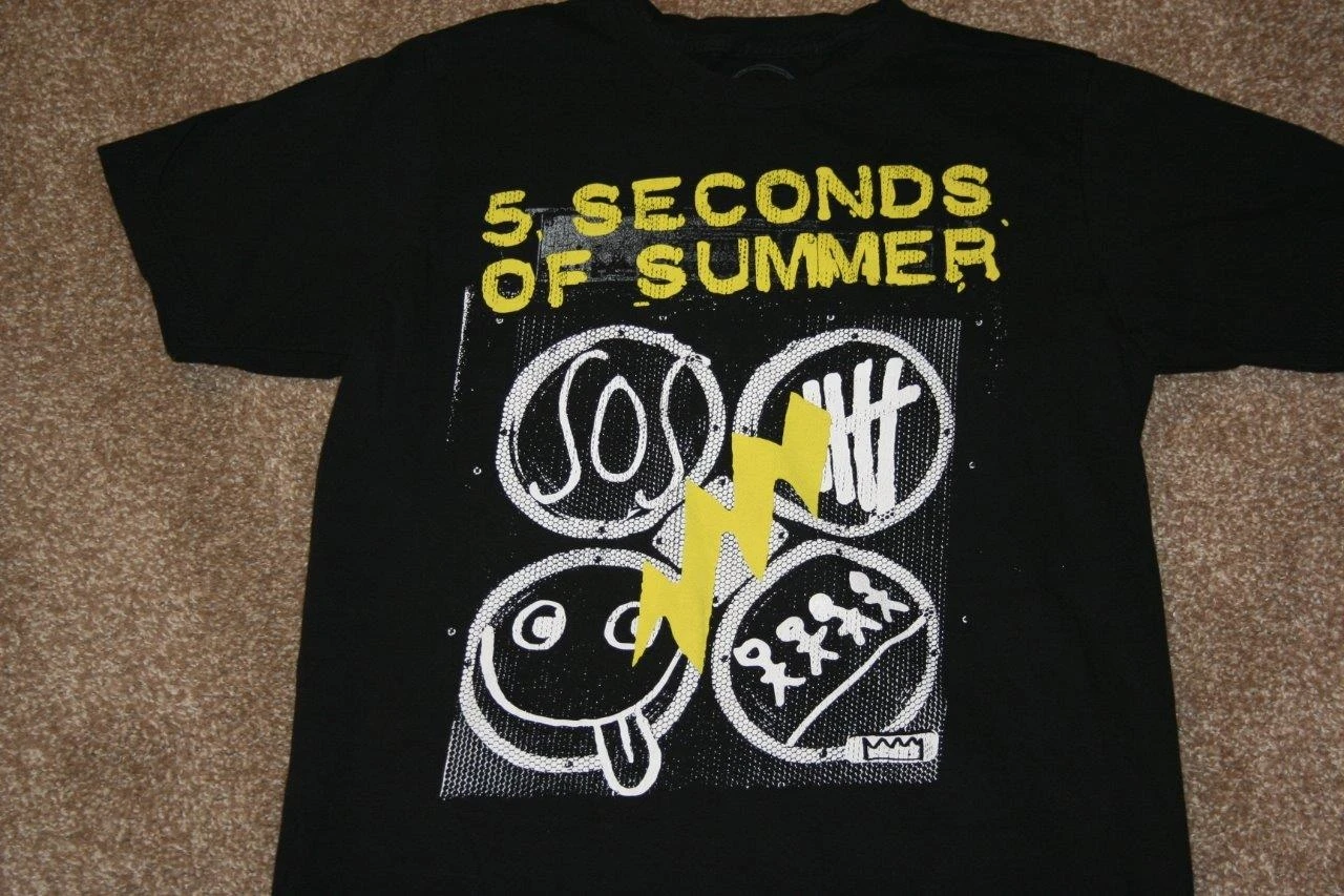 5 секунд лета средняя черная футболка грудь 35 &quot5SOS Женская |