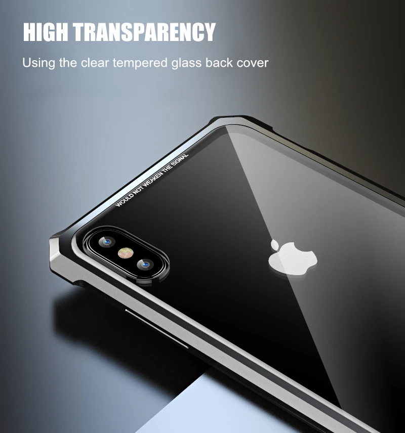 Для iphone XS бампер X прозрачное закаленное стекло задняя крышка с металлическим