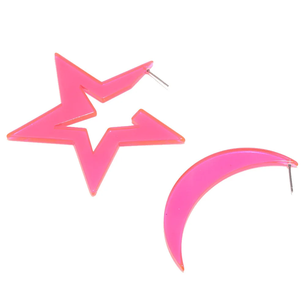 Неоновые серьги в стиле 80 х акриловые форме звезды и Луны для женщин