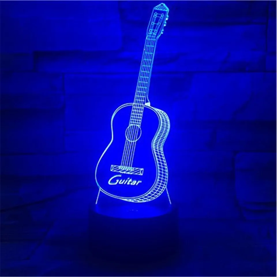 Новогодние подарки 3D USB led ночник гитара гостиная Настольная лампа гитарра настольная подарок для родителей
