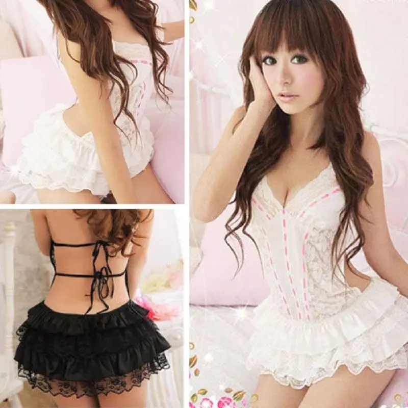 Women Ladies Sexy Lace Lingerie Black Dress G-string Nightwear Underwear Babydoll Sleepwear Sets White | Тематическая одежда и